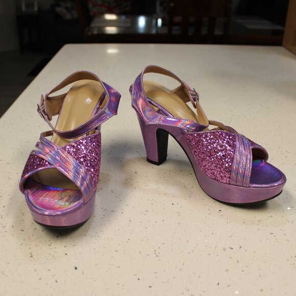 Purple Block Heel Strappy Sandals Size 10.5/42 - Picture 6 of 8